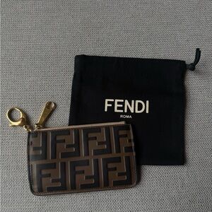 Fendi Pink Card Holder with Gold Hardware